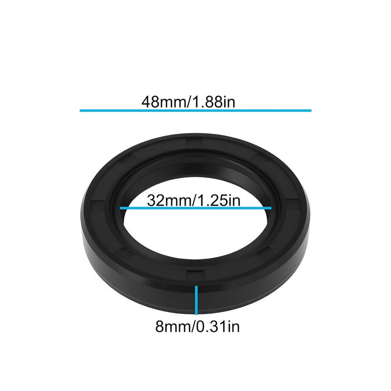 OTOTEC 4X TC Double Lip Skeleton Oil Seal 32x48x8mm NBR for Industrial Sealing Black - Image 4